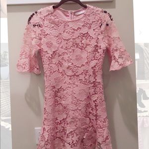 Floral Laced Cocktail Flared Dress in Pink